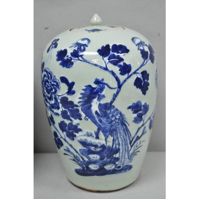 Late 19th Century Antique Chinese Phoenix Bird Celadon Green Porcelain Covered Ginger Jar - Pair For Sale - Image 5 of 18