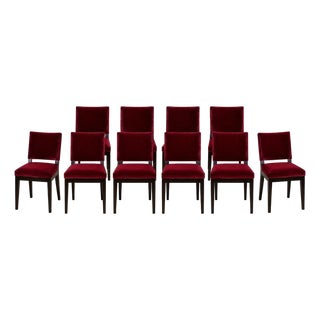 Attributed to Holly Hunt Studio Luna Mohair Dining Side Chairs, Set of 10 For Sale