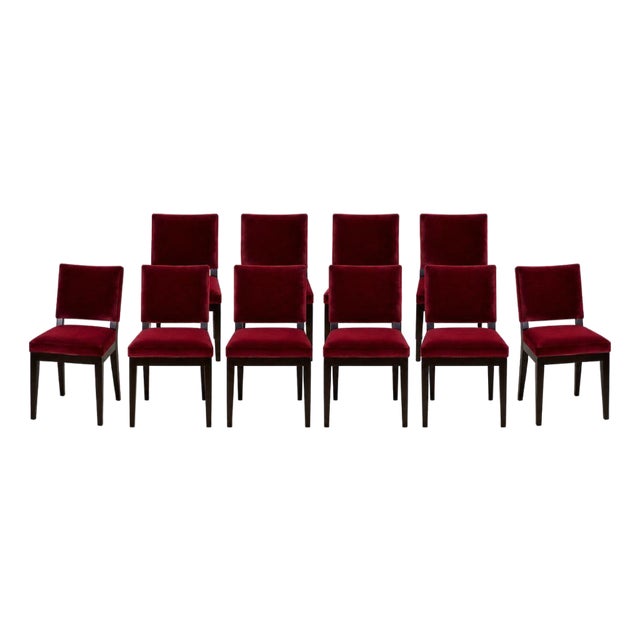 Attributed to Holly Hunt Studio Luna Mohair Dining Side Chairs, Set of 10 For Sale