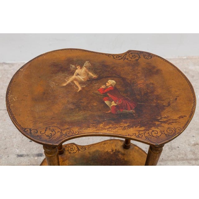 Antique French Louis XV Style Kidney-Shaped Vernis Martin Side Table, 1895 For Sale - Image 12 of 13