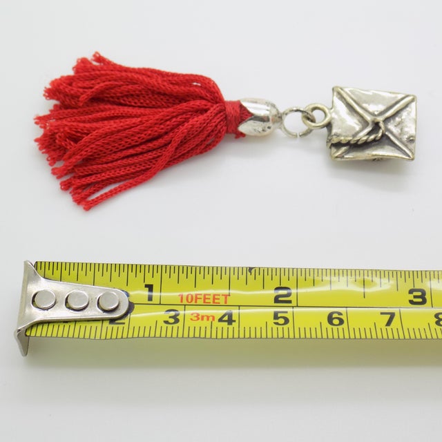 Vintage Italian Handmade Genuine Silver & Red Tassel Academic Hat Mortarboard Miniature Charm For Sale - Image 10 of 10