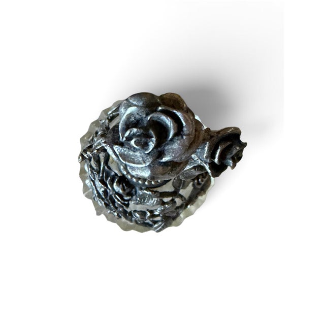 Matson Ormolu Glass Perfume Bottle With Ornate Floral Metalwork For Sale - Image 4 of 8