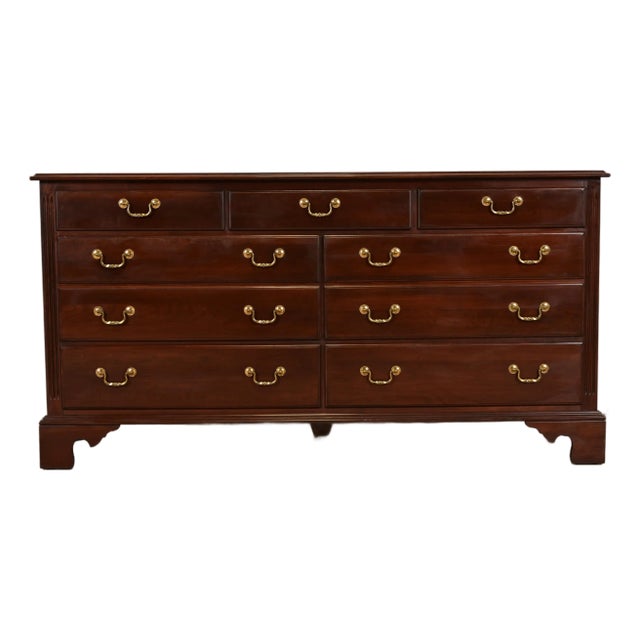 Late 20th Century Ethan Allen Georgian Solid Cherry Wood Dresser or Credenza For Sale