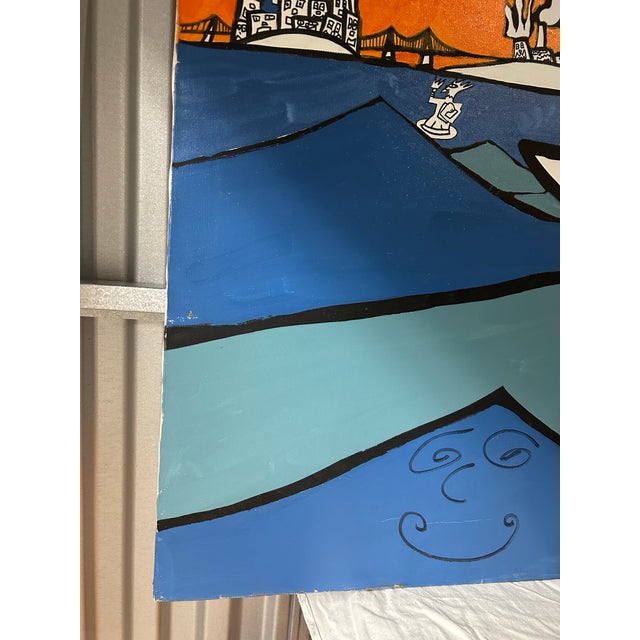 Add some joy and whimsy to your space with this original Stephen Sherm painting of a very happy New York City. Shrem (b...