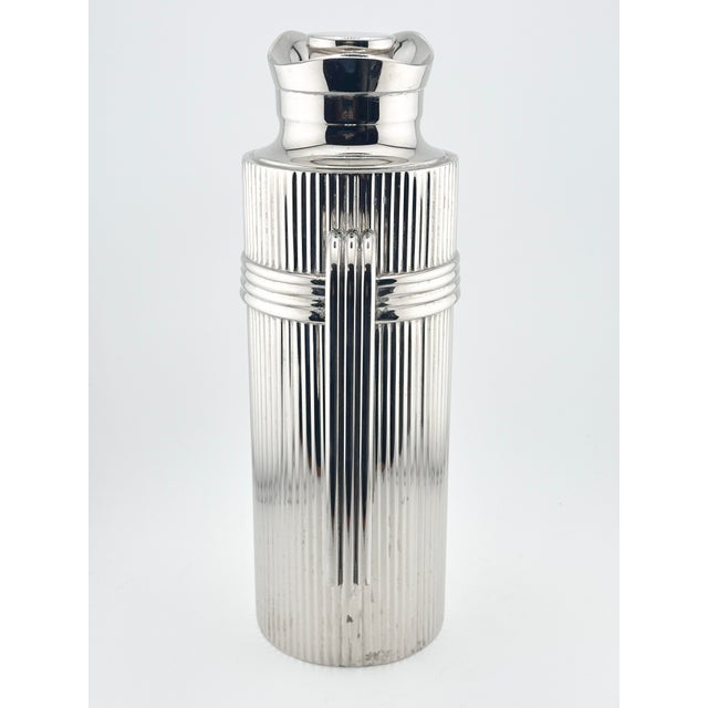 Silver Mid-Century Christian Dior Modernist Ribbed Silver Thermal Carafe For Sale - Image 8 of 14