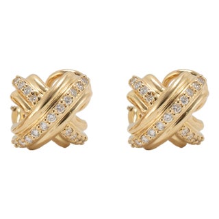 Vintage Tiffany & Co. X 18k Yellow Gold 0.53ctw Diamond Clip on Earrings, Pair For Sale