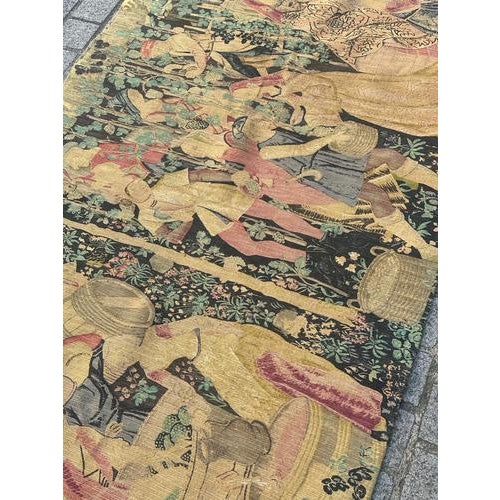 Vintage French Screen Printed by Hand Tapestry Vendanges, 1970s For Sale - Image 16 of 18