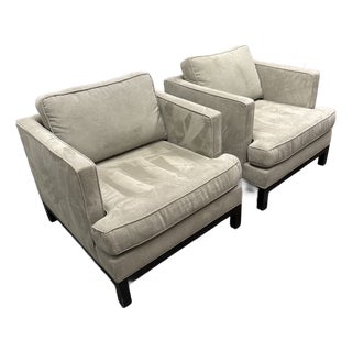 Crate & Barrel Lounge Armchairs, Pair For Sale