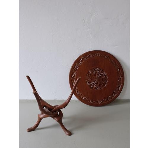 Sculptural Carved Teak Side Table, 1960s For Sale - Image 3 of 6