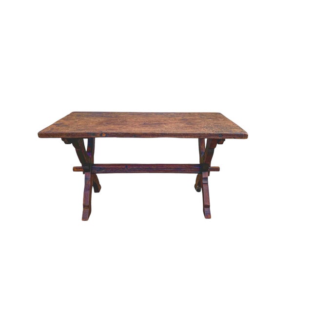 Antique French Oak Refectory Trestle Dining Table, 1900s For Sale - Image 6 of 14