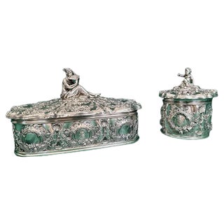 Decorative Silver Boxes by Josef Carl Klinkosch, Set of 2 For Sale