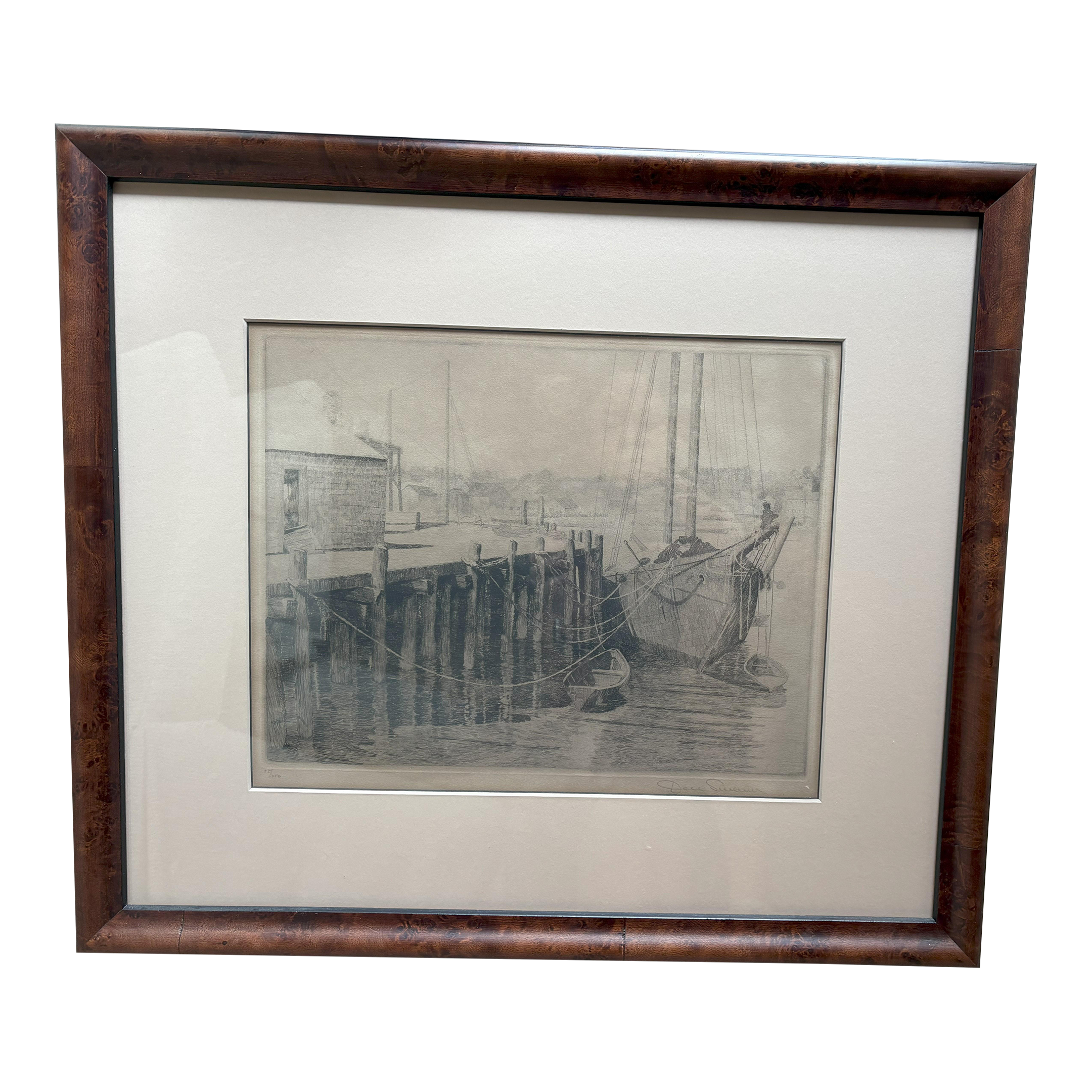 1940s Vintage Don Swann Framed Etching | Chairish