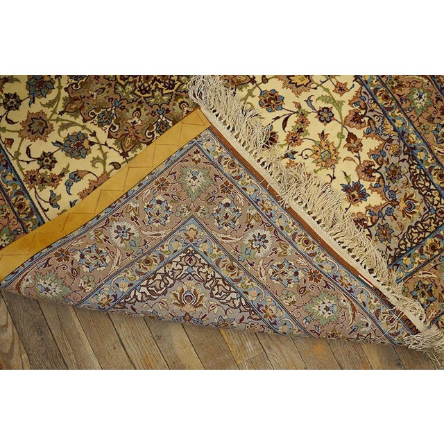 1940s Ivory Medallion Antique Persian Isfahan Rug Silk Highlights 3'8" X 5'5" Knotted Pile Carpet For Sale - Image 10 of 18