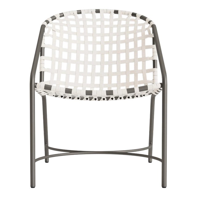 Brown Jordan Kantan Aluminum Suncloth Arm Chair, Mica frame with White fabric For Sale