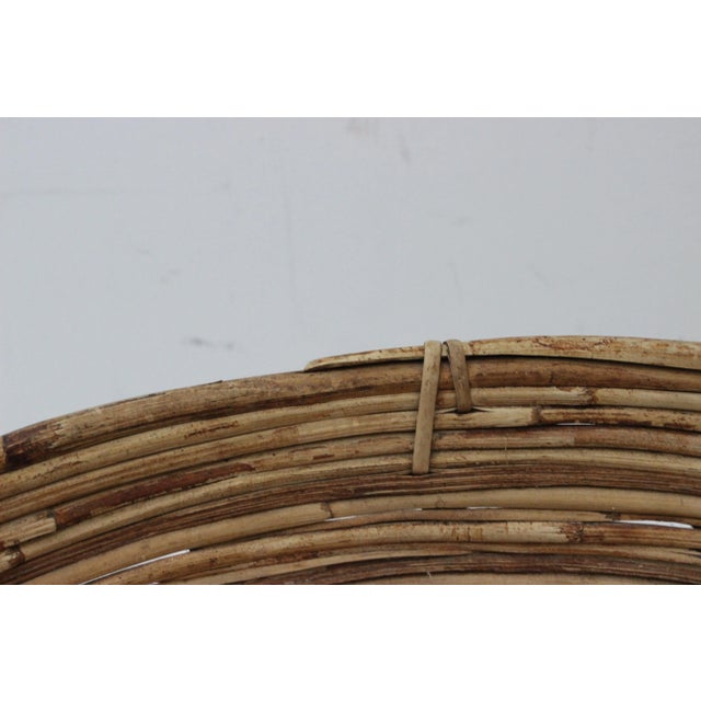 Wood Artisan Handwoven Reed Basket 19" Diam For Sale - Image 7 of 11