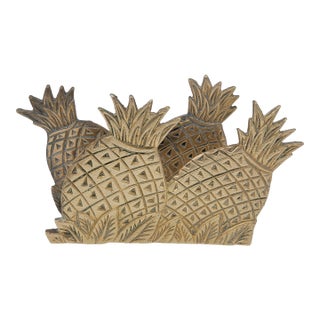 Vintage Hollywood Regency Solid Brass Pineapple Napkin Holder For Sale