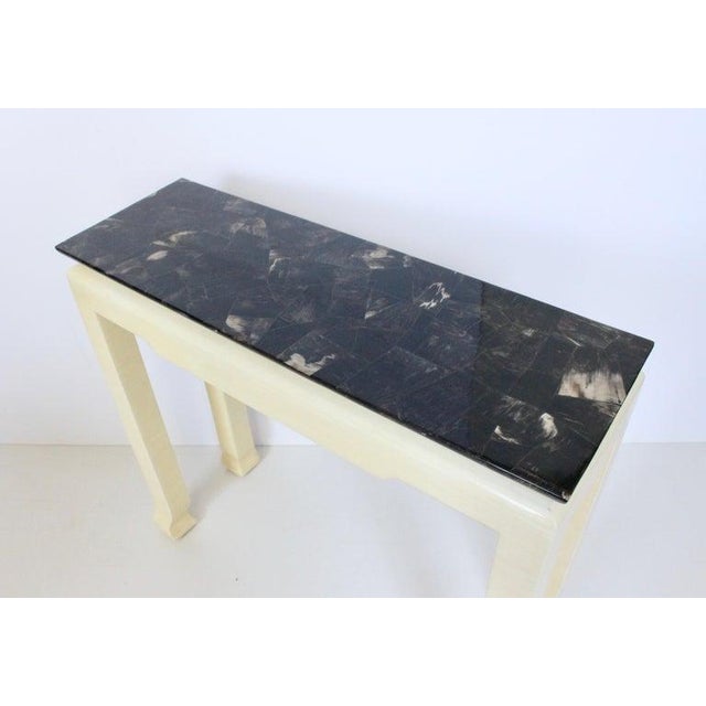 Karl Springer Style Asian Motif Horn & Bone Console Table, 1980's For Sale - Image 6 of 13