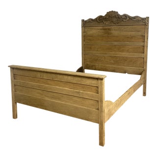 Late 19th Century Victorian Bleached Oak Full Size Bedframe For Sale