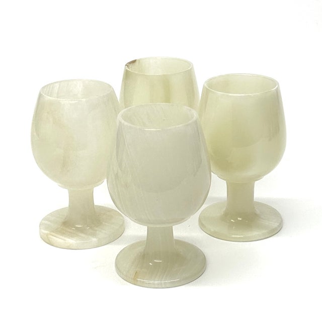 Afghan Jade White Goblets – Set of 4 This delicate and stunning set of handmade translucent afghan jade wine goblets is a...