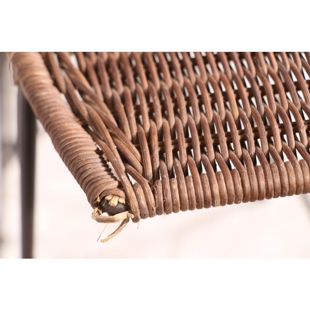 Set of Four Mid Century Wrought Iron and Wicker Bar Stools For Sale - Image 16 of 16