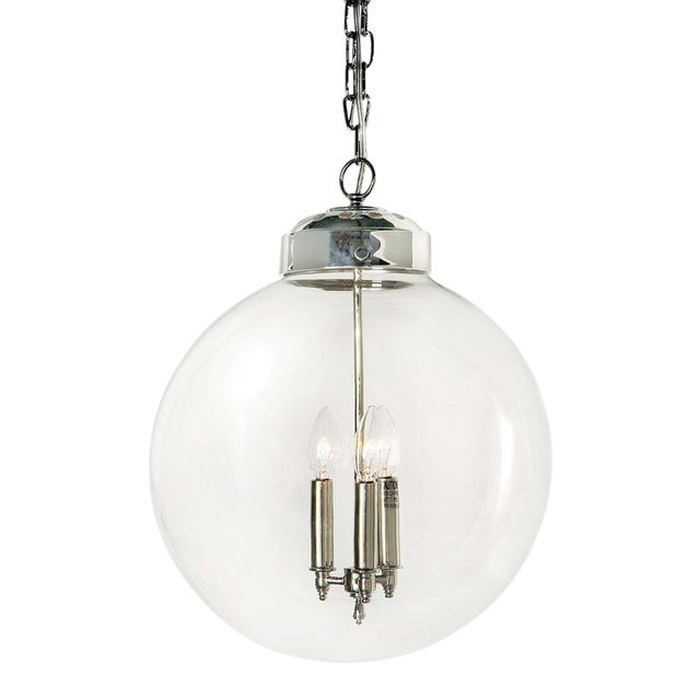 Regina Andrew Globe Pendant in Polished Nickel For Sale