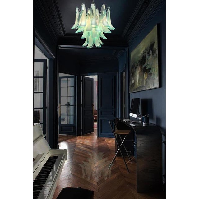 Italian Green Petal Chandelier, Murano, 1995 For Sale - Image 4 of 11