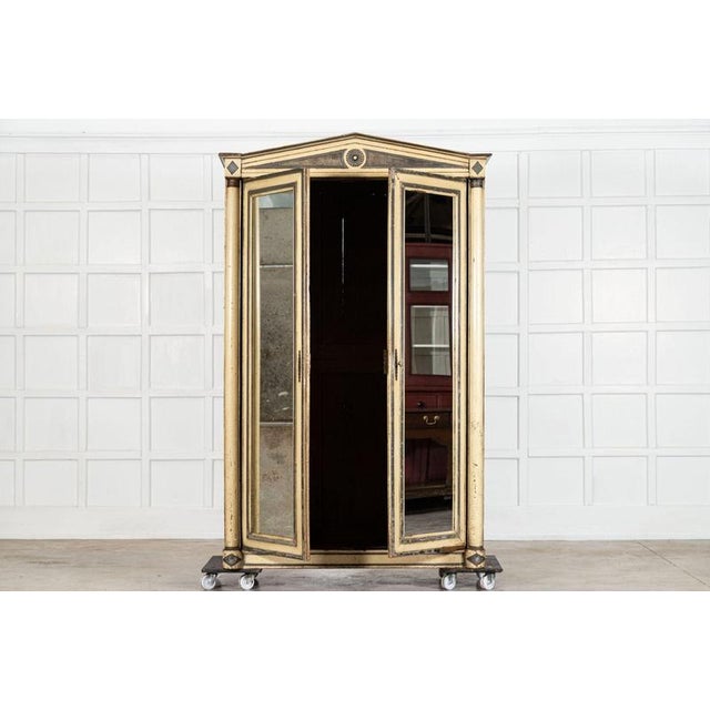 Goldenrod Antique French Empire Painted Oak Armoire, 1880 For Sale - Image 8 of 16