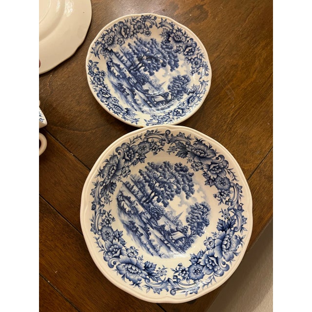 1980s Vintage Blue Country Scene by Myott Meakin Staffordshire Set- 10 Pieces For Sale In West Palm - Image 6 of 12