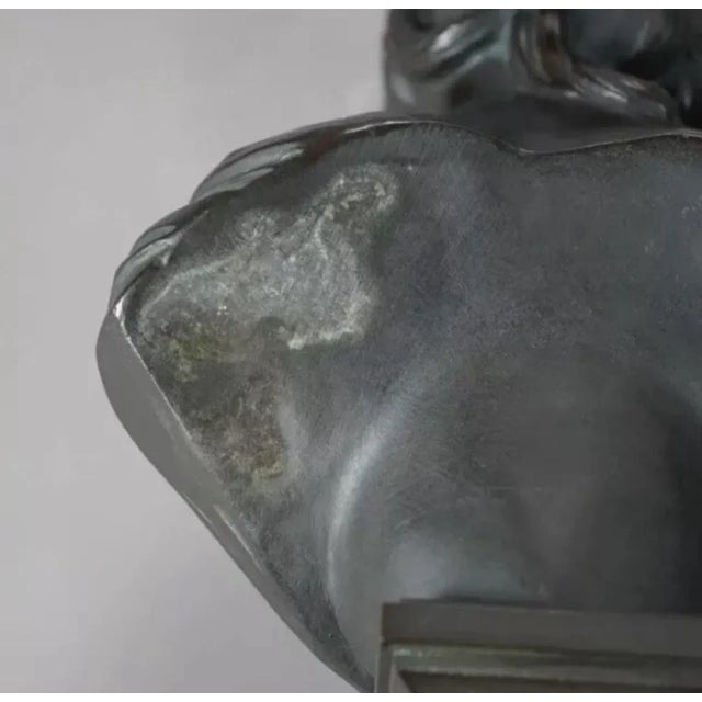 Victorian Antique Classical Victorian 12" Bronze Sculpture Bust Statue of a Young Woman Circa 1890 For Sale - Image 3 of 12