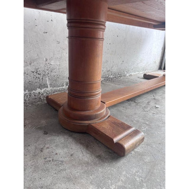 French Art Deco Oak Refectory Table, 1930 For Sale - Image 10 of 17