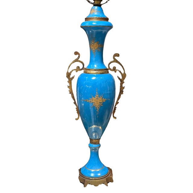 Manufacture de Sevres Antique Sevres Blue Scenic Porcelain Urn Now Table Lamp For Sale - Image 4 of 4