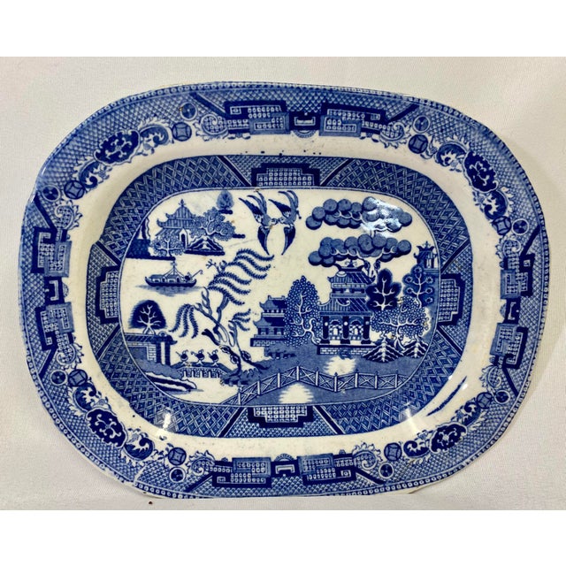 Small Antique Blue Willow Platter by Twigg Pottery Made in England