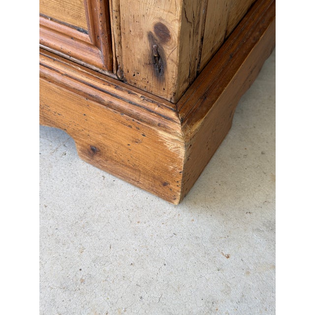 19th Century European Country Pine Two-Door Armoire With Raised Panel Doors For Sale - Image 9 of 12