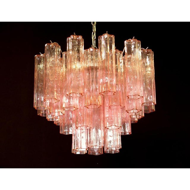 Tronchi Chandeliers with 36 Pink Glasses in the Style of Toni Zuccheri, Murano, 1990, Set of 4 For Sale - Image 9 of 13