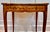 French Antique French Louis XV Style Tulipwood Marquetry Writing Table or Side Table With Leather Top For Sale - Image 3 of 18