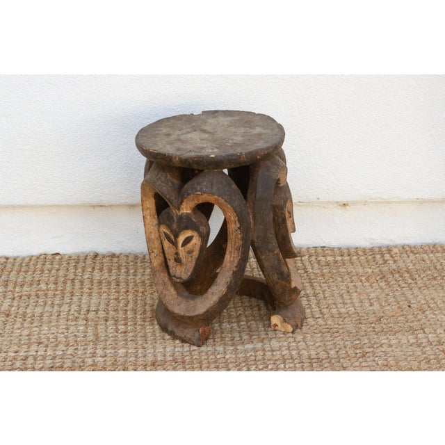 Antique Carved & Painted African Eket Stool For Sale - Image 4 of 9