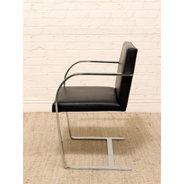Mies Van der Rohe Mid 20th Century Styled After Mies Van Der Rohe Flat Bar Brno Chair in Black Leather & Chrome For Sale - Image 4 of 12