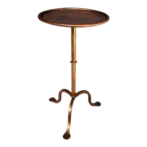 Small Dark Gilt Metal Drinks Table With Curved Legs