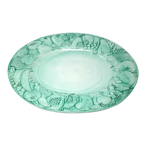 Vintage Italian Majolica Ceramic Large 20" Hand-Painted Green Fruit Platter Italy