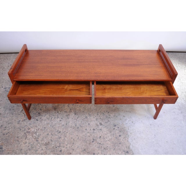 Danish Modern Dual-Drawer Teak Media Stand For Sale - Image 4 of 13