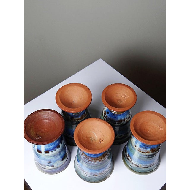 Vintage Glazed Ceramic Mazagrans, 1960s, Set of 5 For Sale - Image 13 of 17