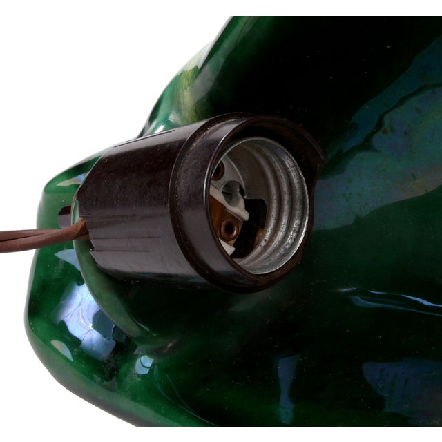 Green Mid Century Ceramic Ram Table Lamp | Chairish