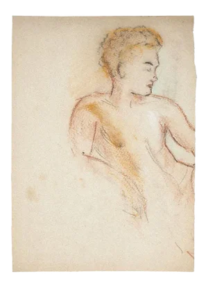 Manfredo Borsi, Portrait, Pastel and Pencil, 20th Century
