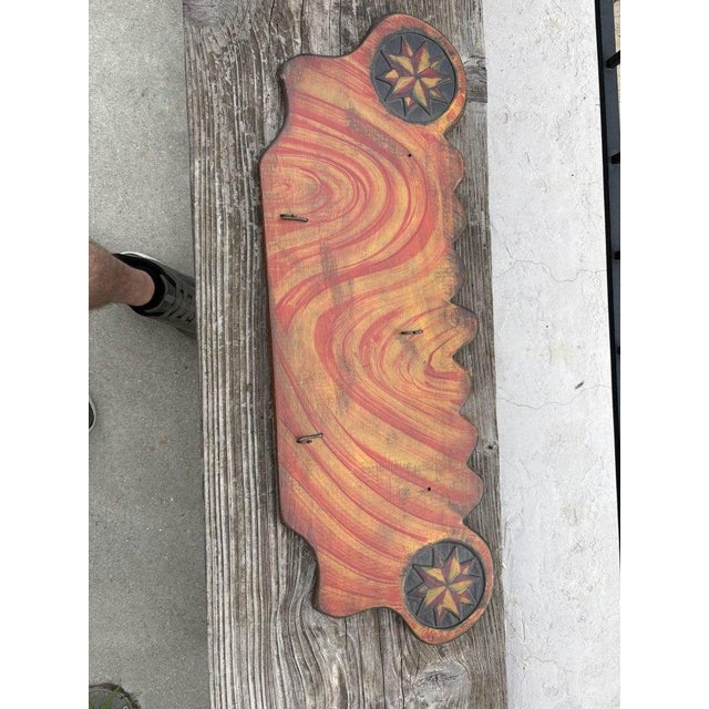 1940s 1940s Original Painted & Carved Meat or Wall Rack For Sale - Image 5 of 6