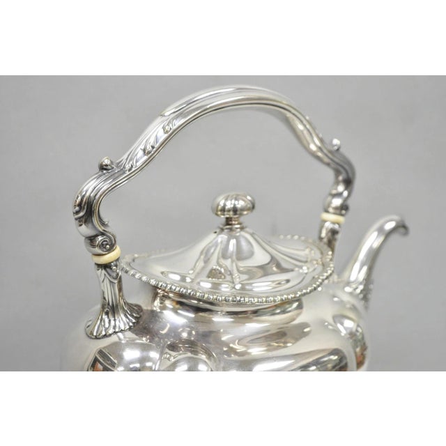 Antique Victorian Silver Plated Gorham 01180 Tilting Teapot Coffee Pot on Stand For Sale - Image 9 of 18