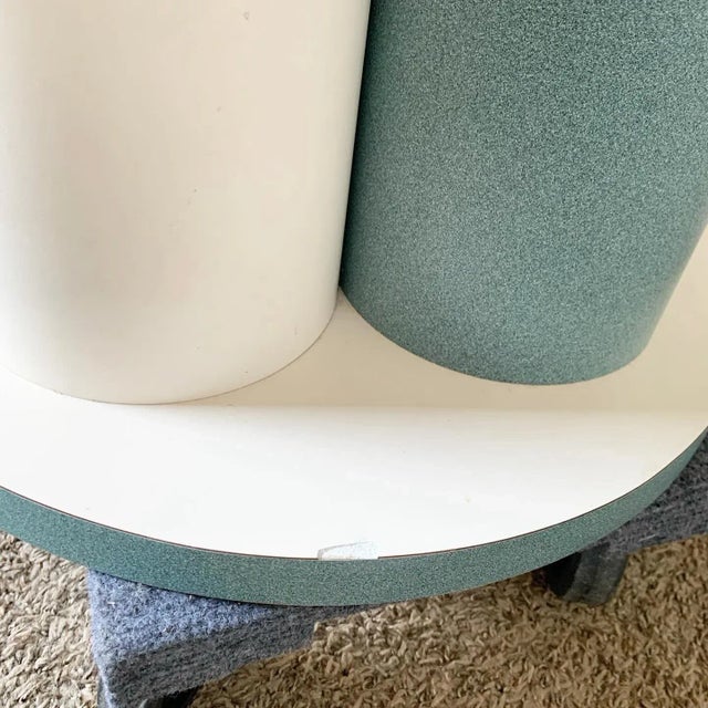 1980s Postmodern Teal and White Laminate Dining Table For Sale - Image 5 of 8