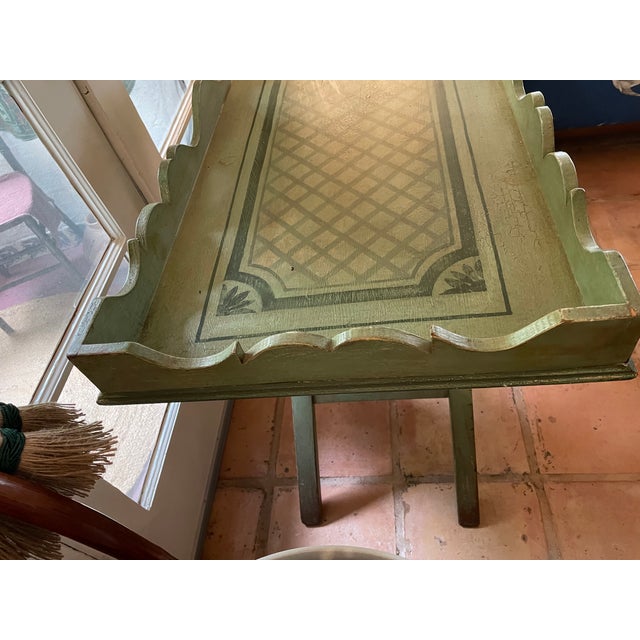 American 1970s Vintage Hand Painted Tray Table With Trellis Detail For Sale - Image 3 of 12