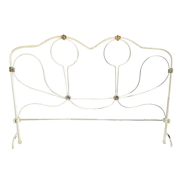 1940s Shabby Chic Wrought Iron King Size Headboard For Sale