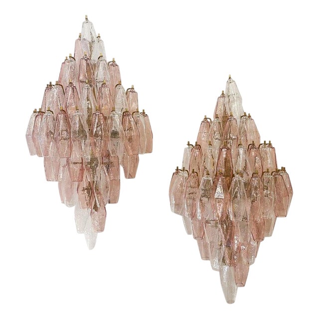 Murano Glass Polyhedral Wall Sconces attributed to Carlo Scarpa for Venini, 1960s, Set of 2 For Sale