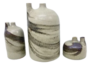 Studio Pottery Vases by Mobach, 1980s, Set of 3